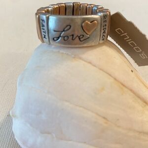 Chico’s Love, Faith and Respect Ring NWT